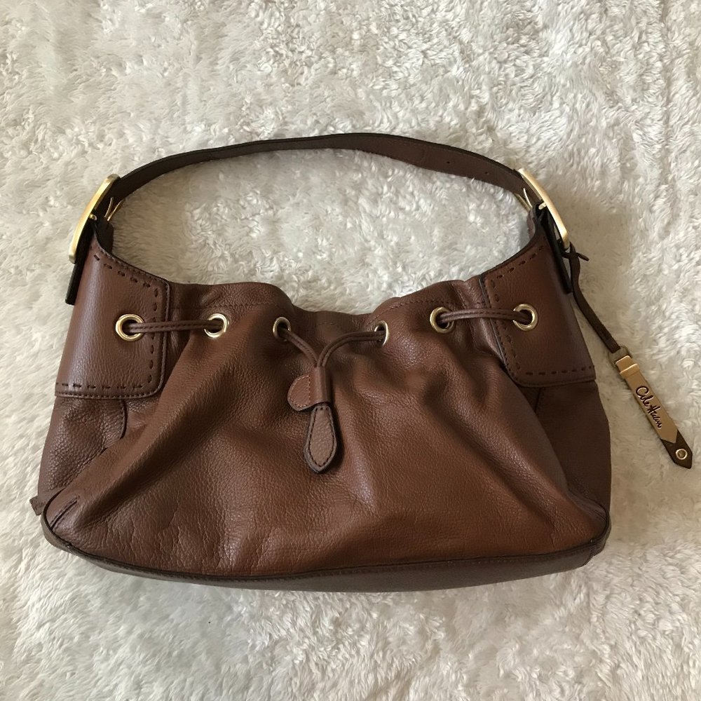 Cole Haan Pebbled Leather Shoulder Bag Brown Hobo